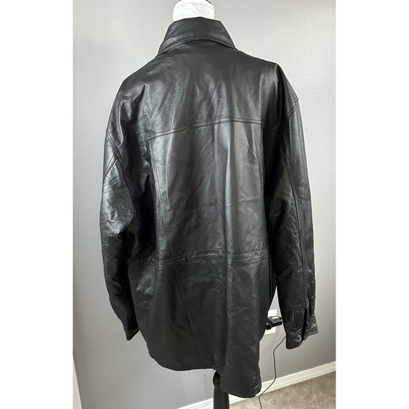 Excelled Mens Collection Black Genuine Leather Jacket Men's 2XL Pockets Flaps - Picture 4 of 10